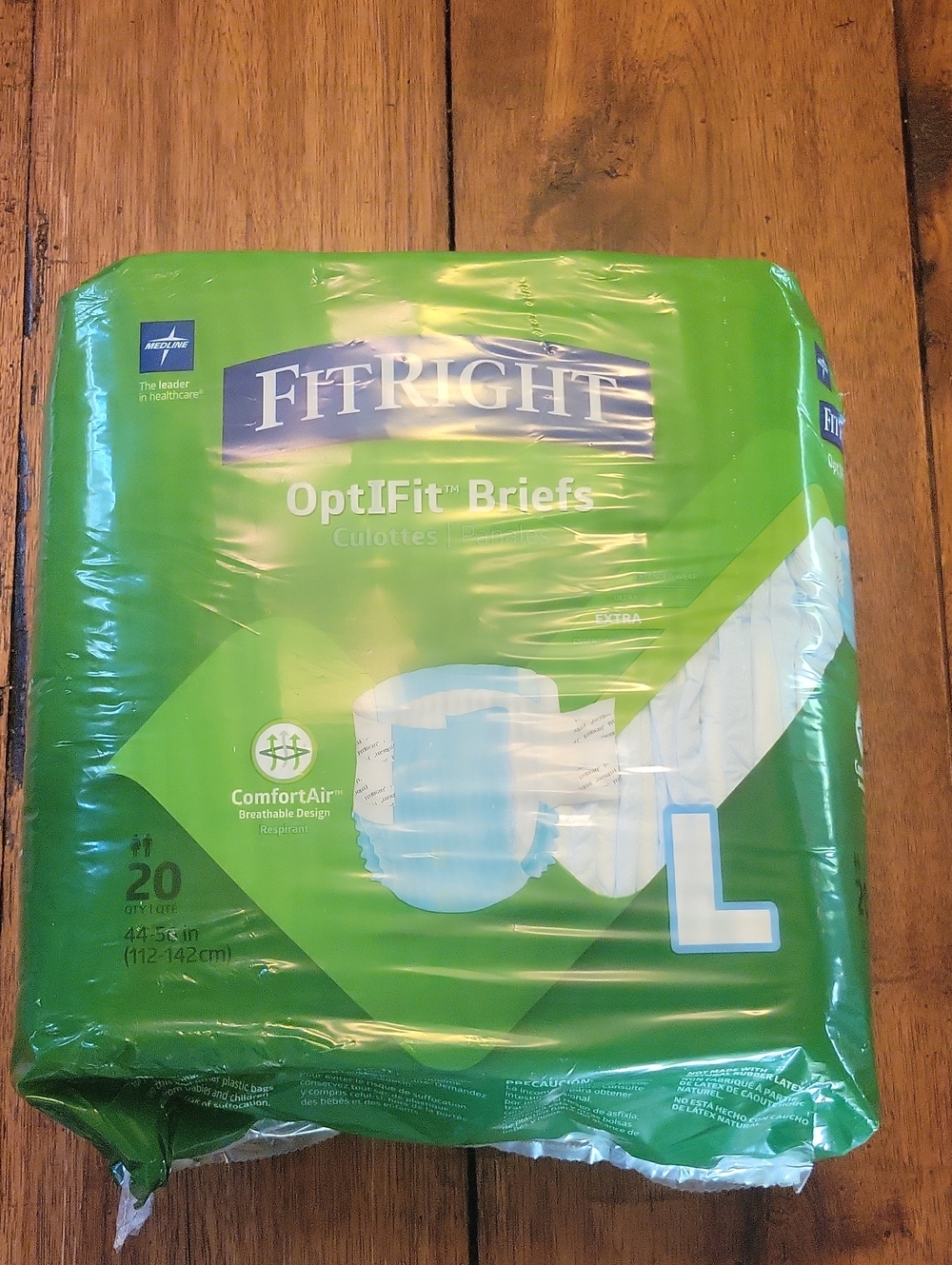 L Adult Underwear 44" - 56" FitRight OptIBriefs Briefs Diapers 20PK~Brand New~